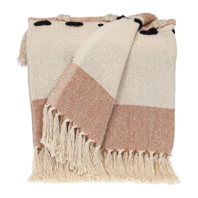 Homezia Brown Woven Cotton Abstract Throw Blanket
