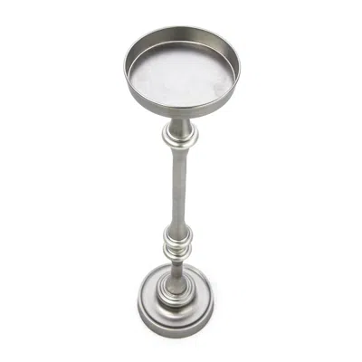 Homezia Brushed Silver Finish Drink Size Accent Table In Animal Print