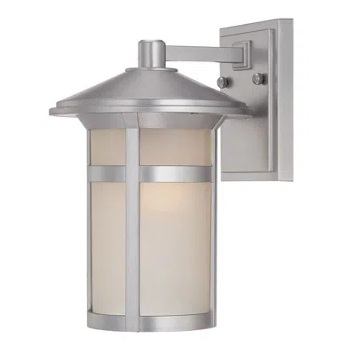Homezia Brushed Silver Round White Glass Wall Light In Gray