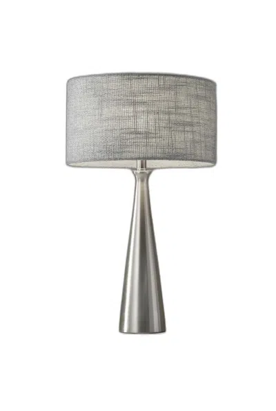 Homezia Brushed Steel Metal Finish Tapered Basectable Lamp In Metallic