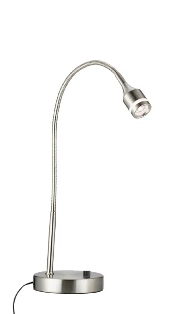 Homezia Brushed Steel Metal Led Adjustable Desk Lamp In Metallic