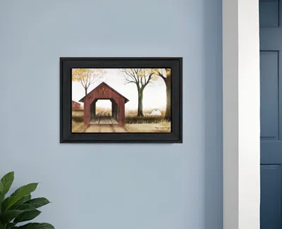 Homezia Bucks County Bridge 2 Black Framed Print Wall Art