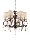 Homezia Burnished Bronze Hanging Ceiling Lamp With Clear And Amber Crystals
