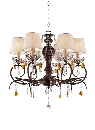 Homezia Burnished Bronze Hanging Ceiling Lamp With Clear And Amber Crystals In Transparent