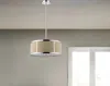 Homezia Butler 2-light Polished Chrome Pendant With Coarse Cream Linen Shade And Opal Acrylic Diffuser