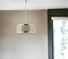 Homezia Butler 3-light Polished Chrome Pendant With Coarse Cream Linen Shade And Opal Acrylic Diffuser
