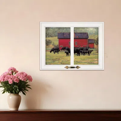 Homezia By The Red Barn Herd Of Angus 1 White Framed Print Wall Art