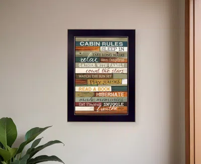 Homezia Cabin Rules 1 Black Framed Print Wall Art