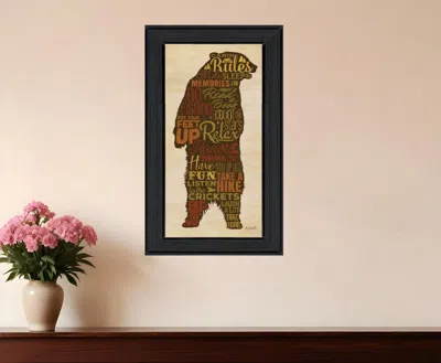 Homezia Cabin Rules 4 Black Framed Print Wall Art