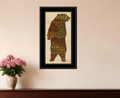 Homezia Cabin Rules 5 Black Framed Print Wall Art