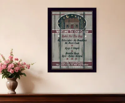 Homezia Cabin Rules 6 Black Framed Print Wall Art