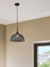 Homezia Caged Black Metal Large Ceiling Pendant