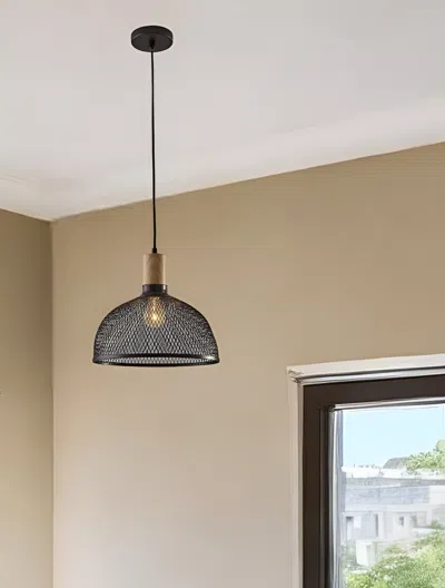 Homezia Caged Black Metal Large Ceiling Pendant
