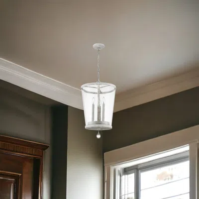 Homezia Callie 3-light Country White Foyer Pendant In Blue