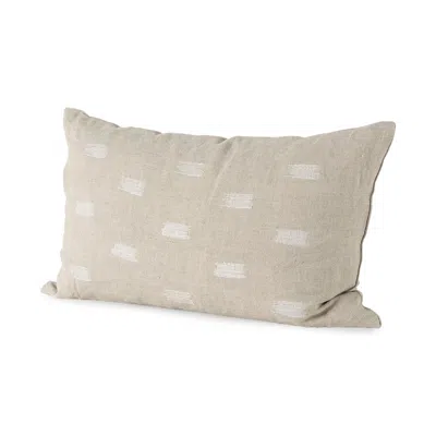 Homezia Canvas Beige And White Lumbar Accent Pillow Cover In Neutral