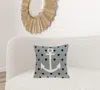 Homezia Casual Square Grey Nautical Anchor Accent Pillow