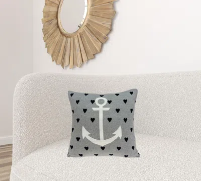 Homezia Casual Square Grey Nautical Anchor Accent Pillow
