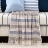 Homezia Charcoal Woven Cotton Striped Throw Blanket