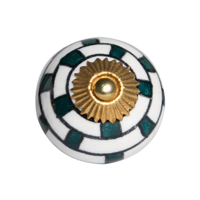 Homezia Charming Green And Gold Set Of 8 Knobs In Multi