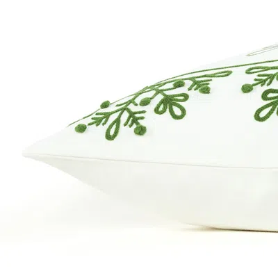 Homezia Chase The Snowflakes Green And White Decorative Throw Pillow