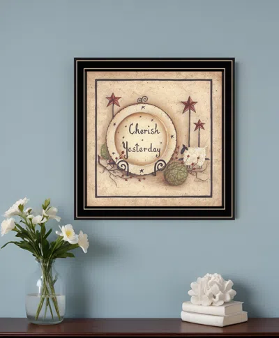 Homezia Cherish Yesterday 2 Black Framed Print Wall Art In Neutral
