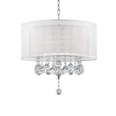Homezia Chic Silver Ceiling Lamp With Crystal Accents And Silver Shade In Blue