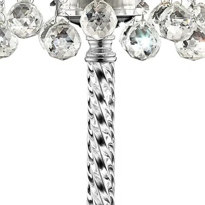 Homezia Chic Silver Tall Table Lamp With Crystal Accents And Silver Shade In Metallic