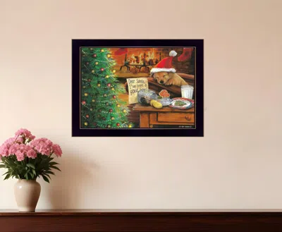 Homezia Christmas Eve Puppy Black Framed Print Wall Art In Multi