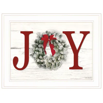 Homezia Christmas Joy 4 White Framed Print Wall Art In Brown
