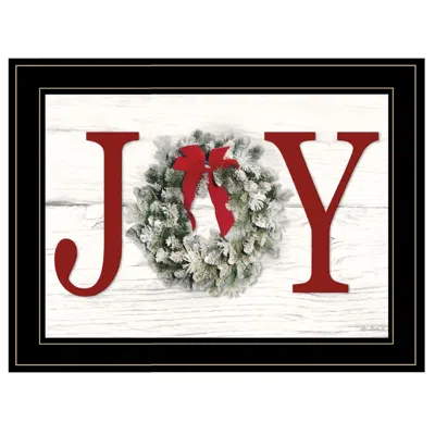 Homezia Christmas Joy 5 Black Framed Print Wall Art In Blue