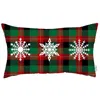 Homezia Christmas Snowflake Trio Plaid Lumbar Pillow Cover
