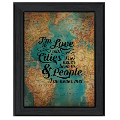 Homezia Cities And People Black Framed Print Wall Art In Multi