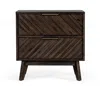 Homezia Classic Chevron Dark Brown Nightstand With Two Drawers