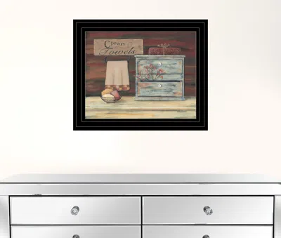 Homezia Clean Towels 3 Black Framed Print Bathroom Wall Art