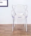 Homezia Clear Acrylic Open Back Dining Arm Chair