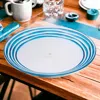 Homezia Clear And Blue Four Piece Swirl Acrylic Service For Four Dinner Plate Set In Multi