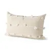 Homezia Clouds On Cream Canvas Lumbar Pillow Cover