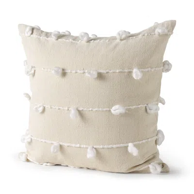 Homezia Clouds On Cream Canvas Square Pillow Cover In Neutral