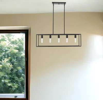 Homezia Cobar 5-light Matte Black Island Pendant