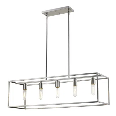 Homezia Cobar 5-light Satin Nickel Island Pendant In Metallic