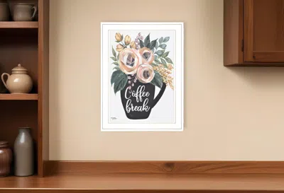 Homezia Coffee Break 1 White Framed Print Kitchen Wall Art In Multi