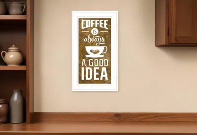 Homezia Coffee Is Always A Good Idea 2 White Framed Print Wall Art In Green