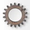 Homezia Cog 17" Round Natural Wood Frame Wall Mirror
