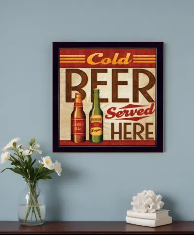 Homezia Cold Beer Served Here Black Framed Print Wall Art