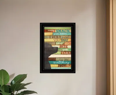 Homezia Colorful Dog Watching You Snack Black Framed Print Wall Art