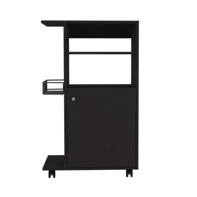 Homezia Contemporary Black Rolling Kitchen Cart