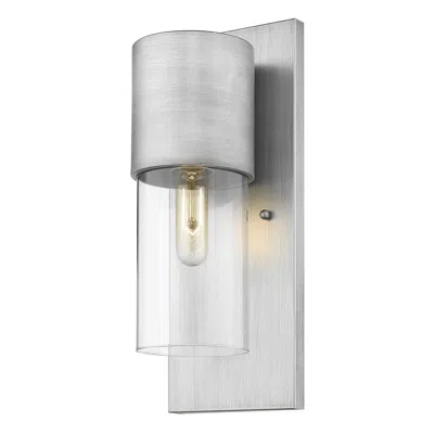 Homezia Contemporary Brushed Silver And Glass Wall Light In Gray