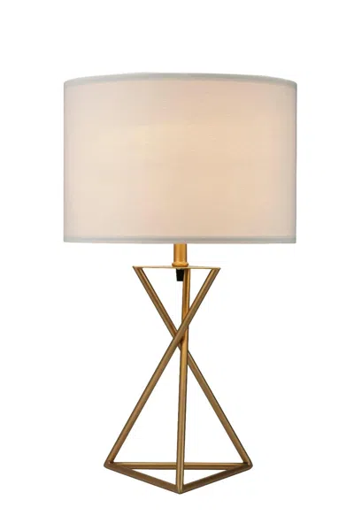 Homezia Contemporary Gold Geo Table Lamp With White Shade