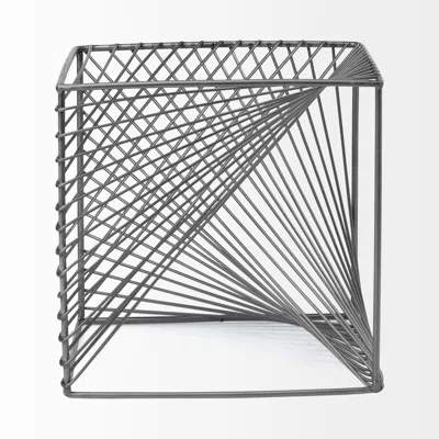 Homezia Contemporary Gray Metal Cubed Decor Piece In Metallic