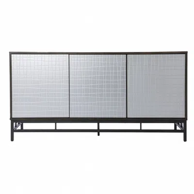 Homezia Contemporary Grid Lines Three Door Accent Cabinet